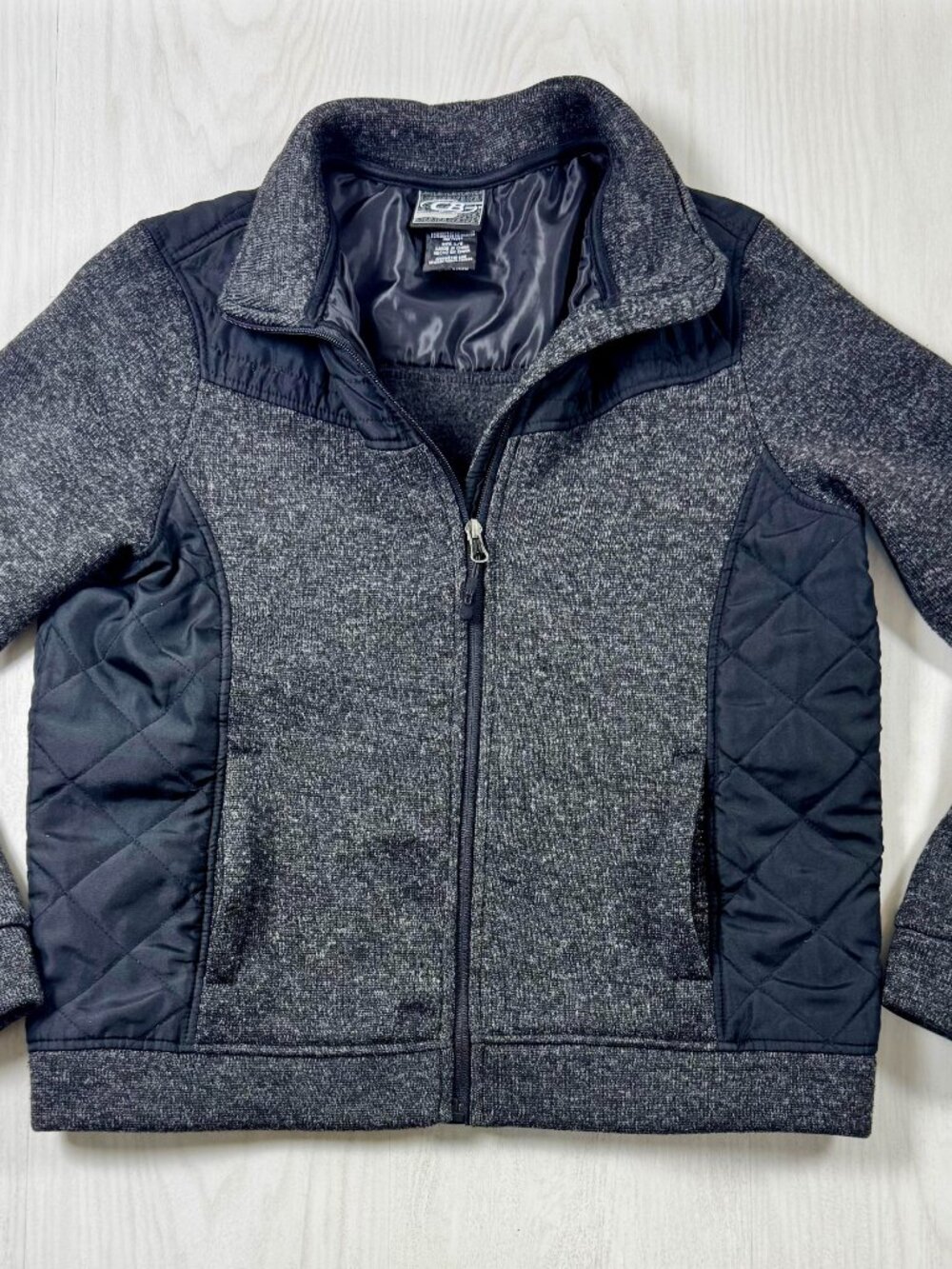 CB Sports Zip Up Midweight Fleece Lined Knit Large Charcoal Jacket